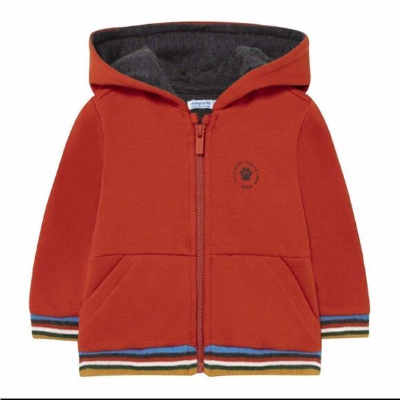 MAYORAL Orange Tiger Zip Up Top Sweatshirt, 12 mo - Picture 2 of 6